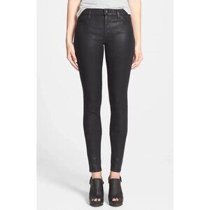 NWT J Brand 620 Mid Rise Super Skinny in Fearless Black Stocking Jeans 25